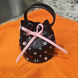 FAO Schwarz Black and Pink Keychain Key & Card Holder